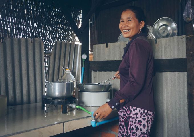 Mit Gas Kochen in Kambodscha